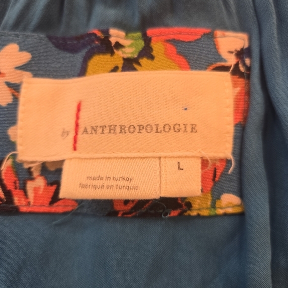 Anthropolgie Robin Tiered Ruffled Mini Dress Blue Green Womens Large - Picture 10 of 12